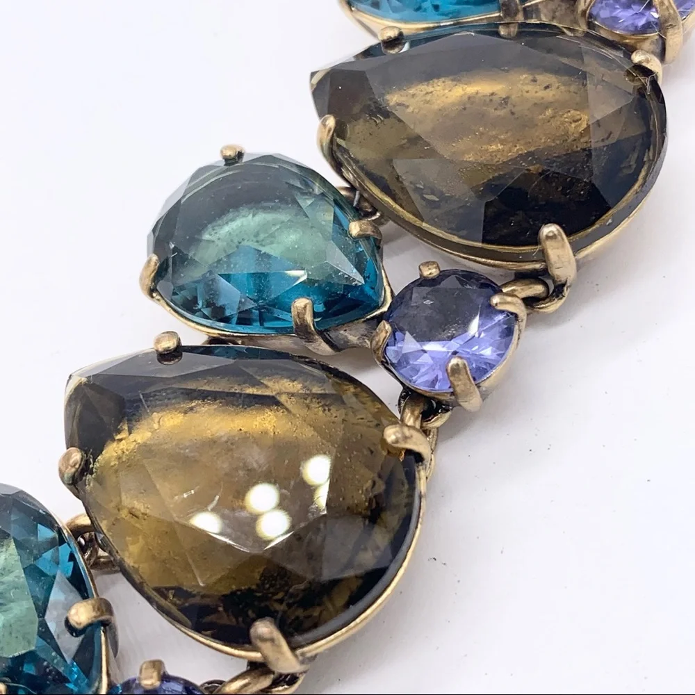 J. Crew Jeweled Blue Purple Brown Gem Bracelet
